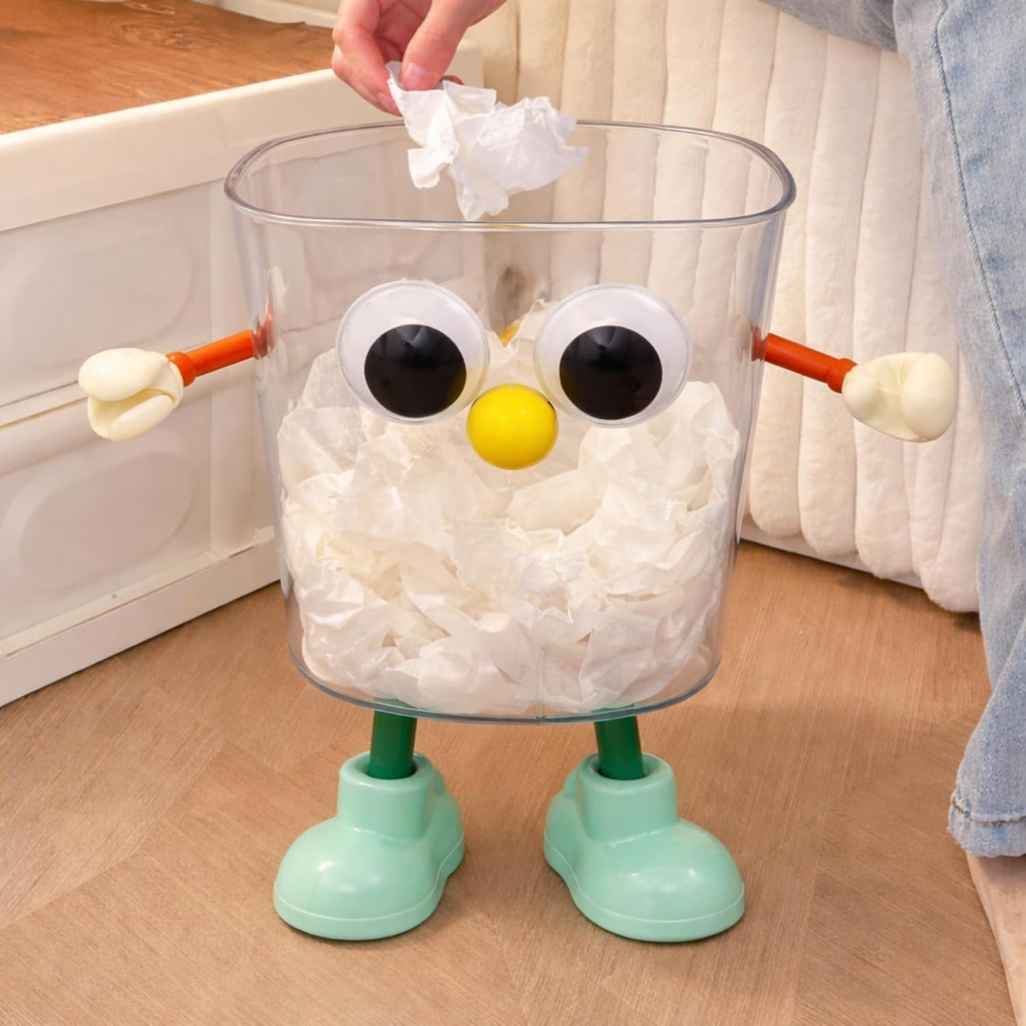 Multipurpose DIY Robot Trash Can - Orange Green