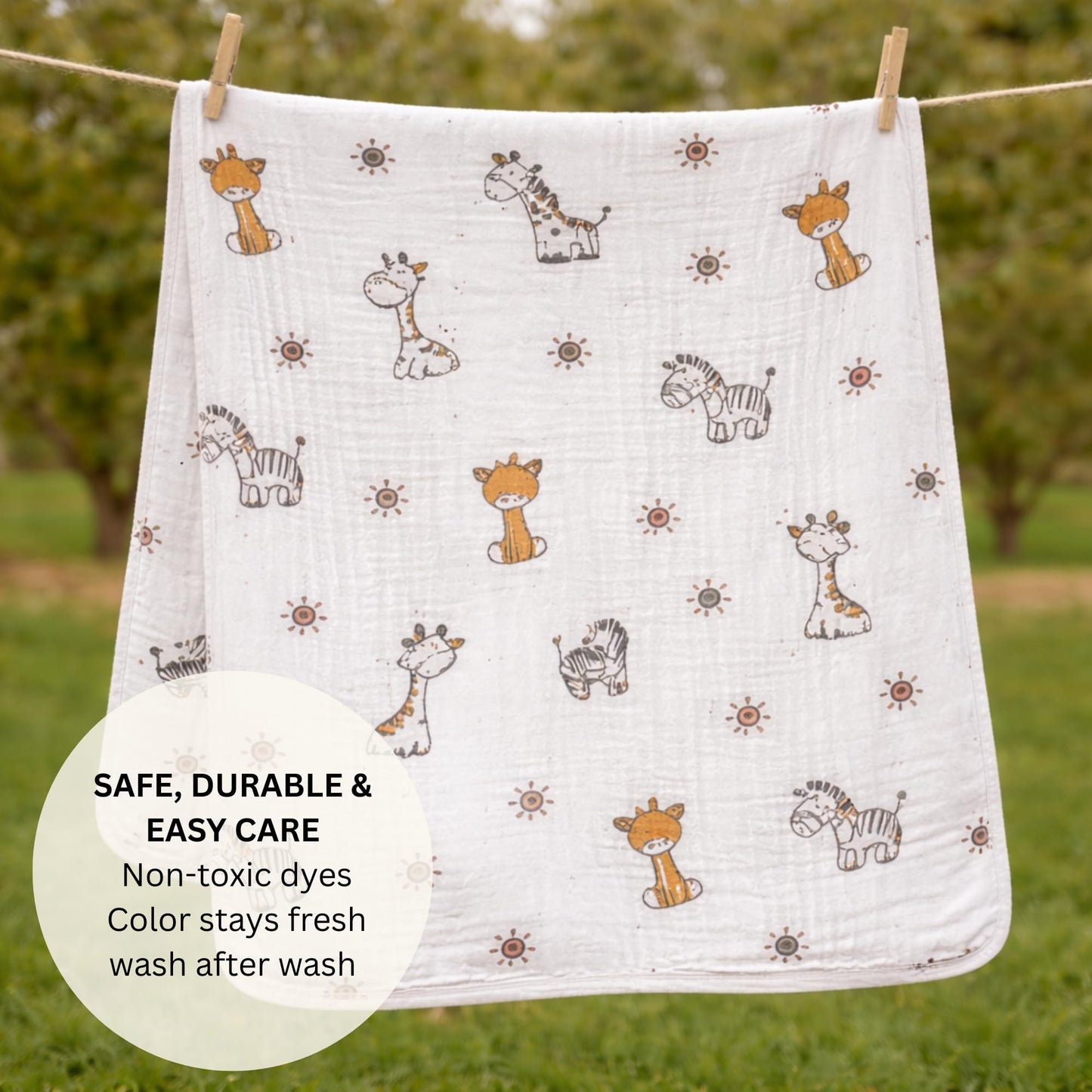 Organic Cotton Muslin Blanket - Jungle Buddies