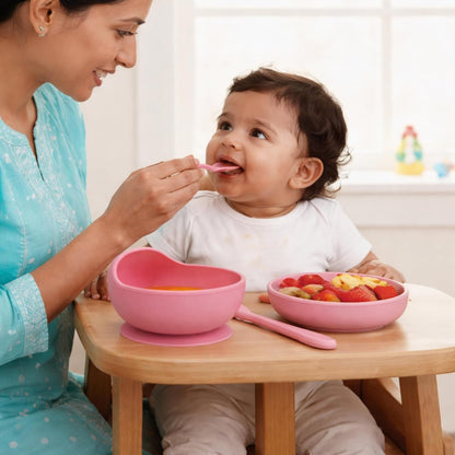 Silicone Suction Bowl & Spoon Set - Pink Popsicle