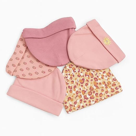 Unisex Baby Beanies Set of 5 - Peach Petal