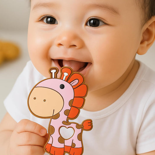 Silicone Cartoon Teether- Giraffe (Pink)