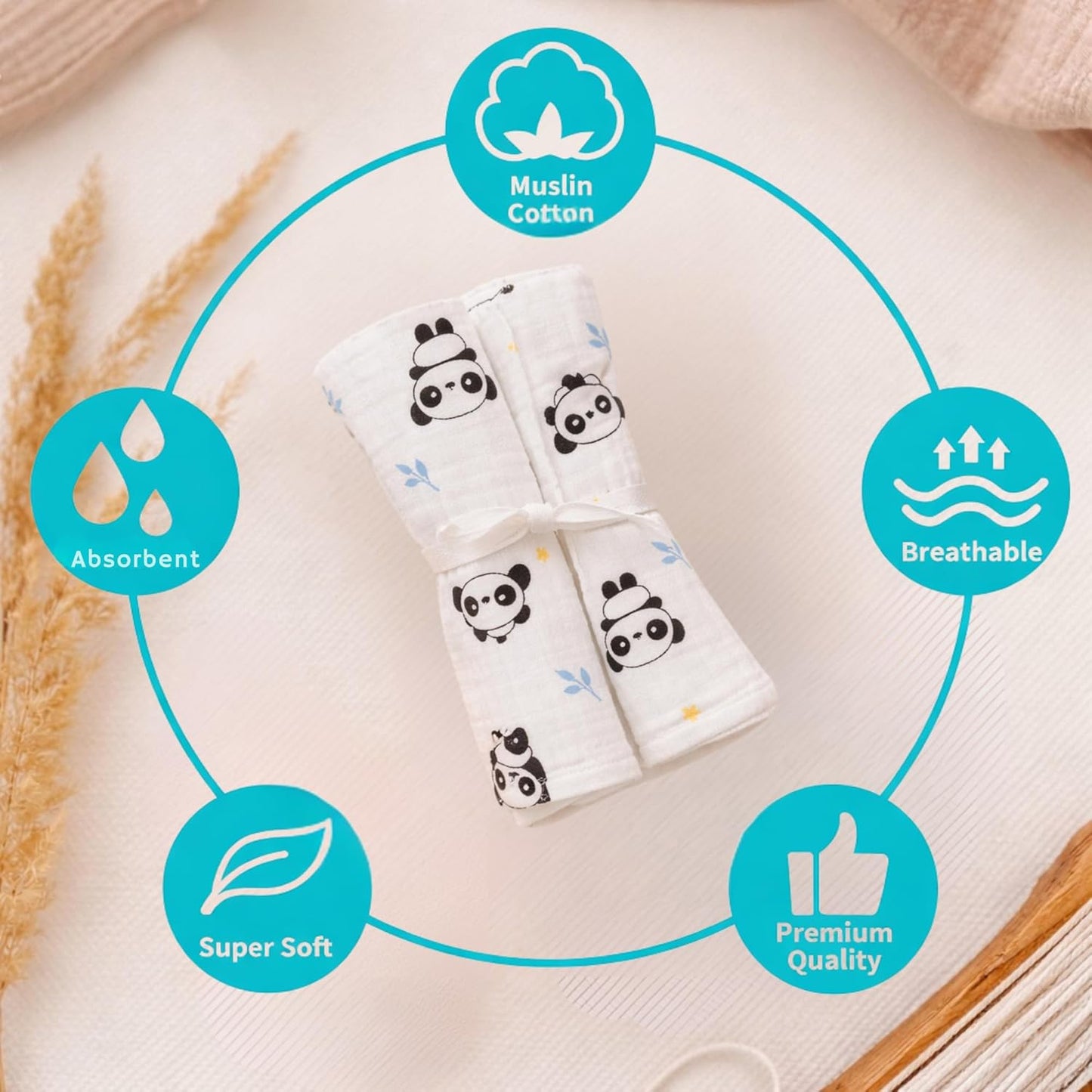 Organic Cotton Burp Cloth - Peek-a-Panda