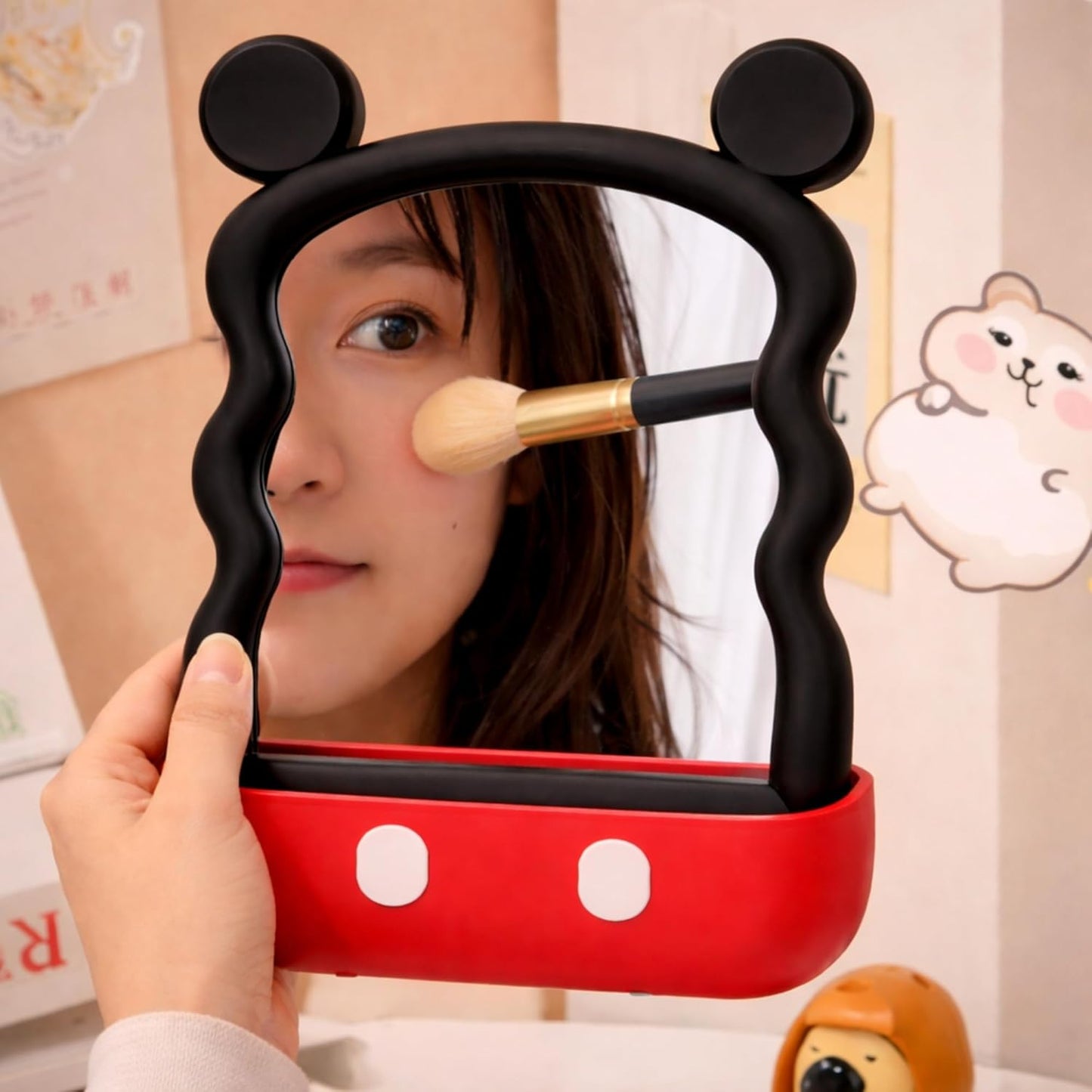 Children’s Decorative Mirror with Storage Space - Black Mickey