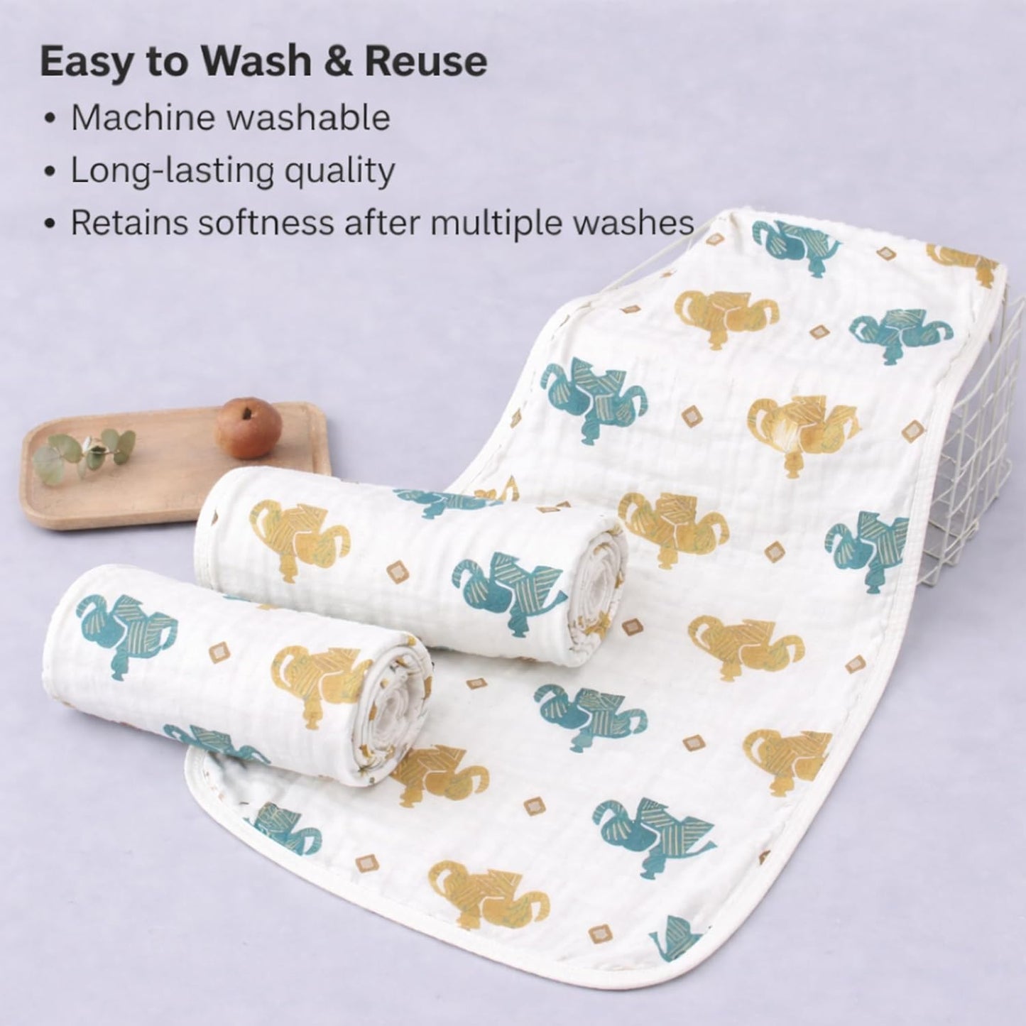 Organic Cotton Burp Cloth - Elephant Caravan