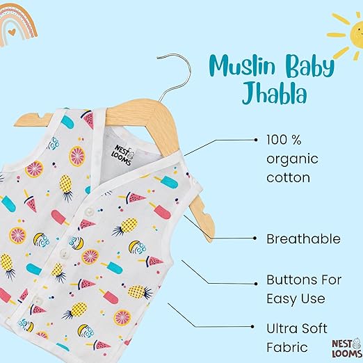 Sleeveless Jhabla With Button - Tropical Treats