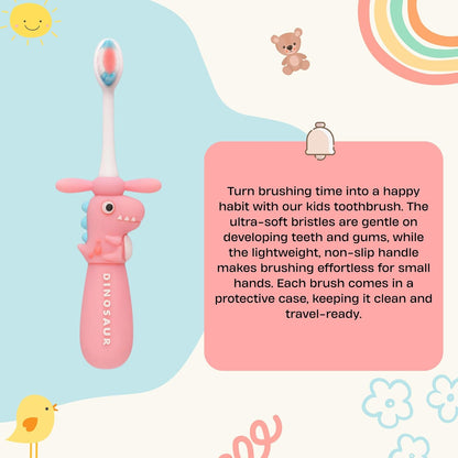 Kids Toothbrush - Pink Twisty Dino