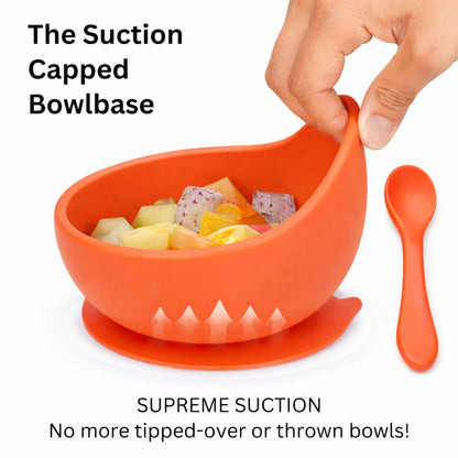 Silicone Suction Bowl & Spoon Set - Sunrise Orange