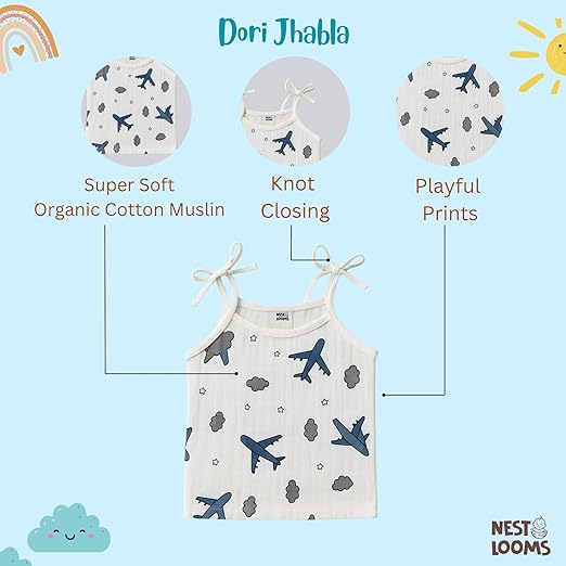 Dori Jhabla- Organic Cotton Muslin- Combo of 3 (jungle buddies, aeroplane rides, bear snuggle)