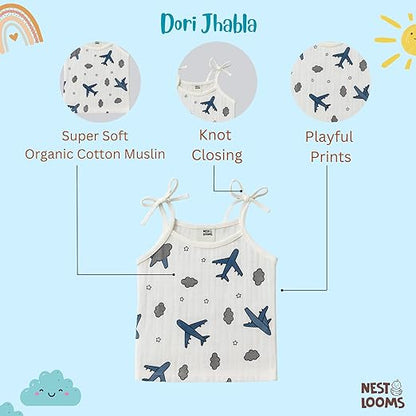 Dori Jhabla- Organic Cotton Muslin- Combo of 3 (jungle buddies, aeroplane rides, bear snuggle)