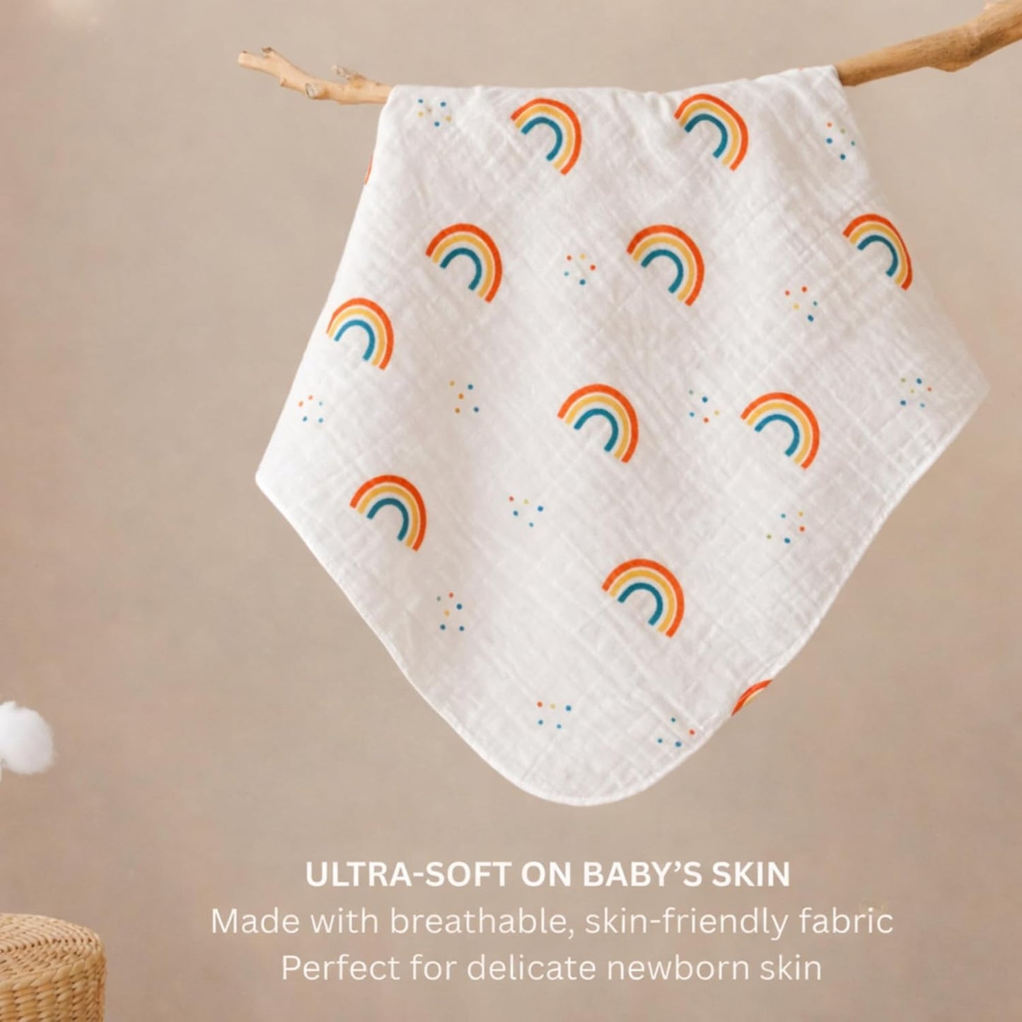 Organic Cotton Muslin Blanket - Rainbow Dreams