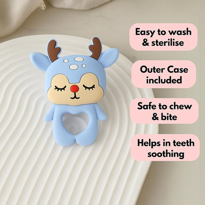 Silicone Cartoon Teether - Deer (Blue)