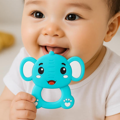 Silicone Cartoon Teether - Elephant (Turquoise)