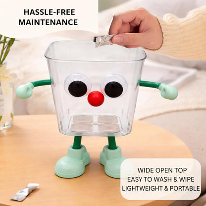 Multipurpose DIY Robot Trash Can - Green Turquoise