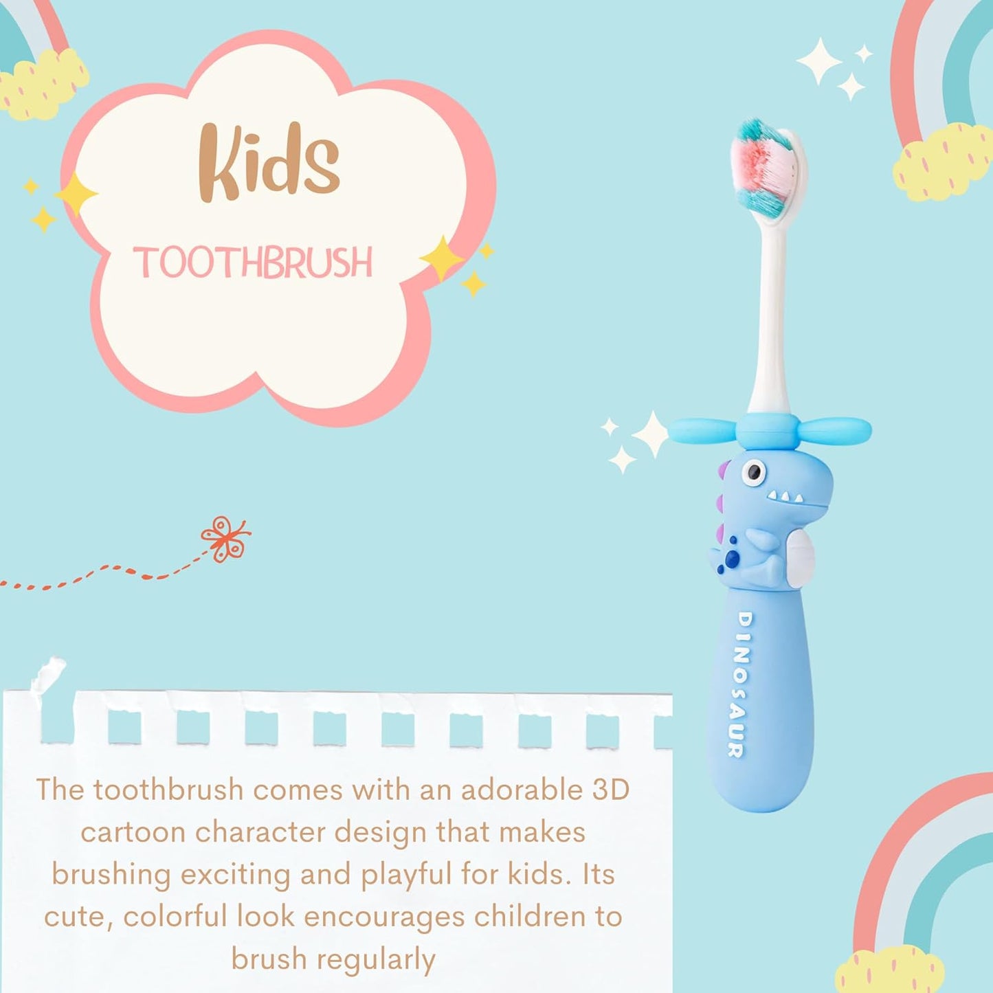 Kids Toothbrush - Blue Twisty Dino