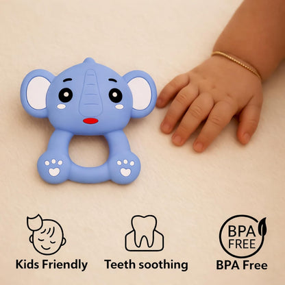 Silicone Cartoon Teether - Elephant  (Blue)