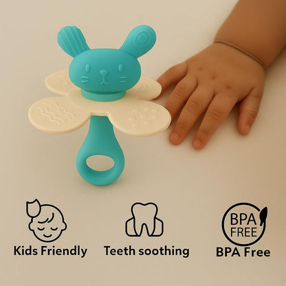 Premium Bunny Silicone Teether (Green)