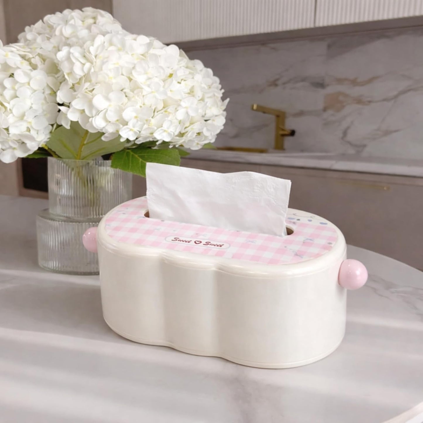 Decorative Baby Wipes & Tissue Storage Box - Sweetheart Checks
