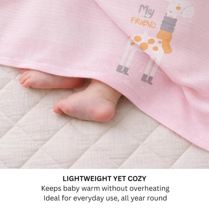 Cotton Baby Blanket - Bubblegum Giraffe