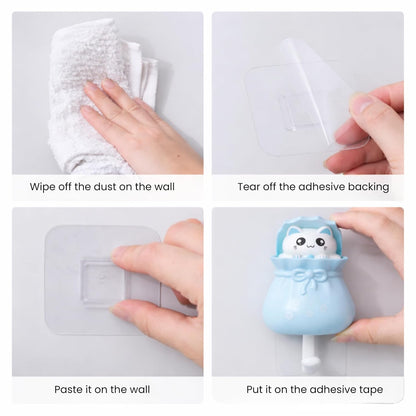 Adhesive Multipurpose Wall Hook for Towels, Bags & Clothes - Blue Teddy