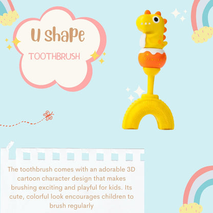 U-Shaped Toothbrush - Yellow DIno