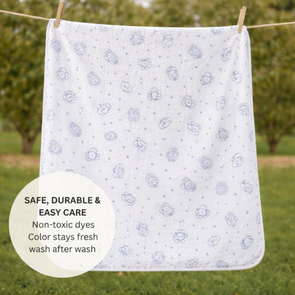 Organic Cotton Muslin Blanket - Bunny and Bear