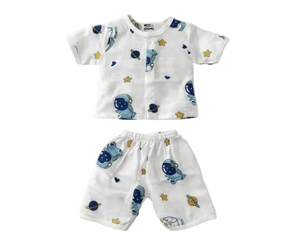 Half Sleeves Jhabla Set - Organic Cotton Muslin - Galaxy Woofs