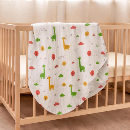 Organic Cotton Muslin Blanket - Giraffe Safari