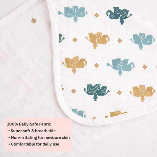 Organic Cotton Burp Cloth - Elephant Caravan
