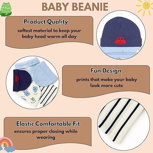 Unisex Baby Beanies Set of 5 - Little Racer