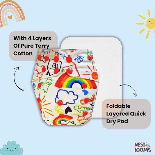 Reusable Cloth Diaper - Doodle Dreams