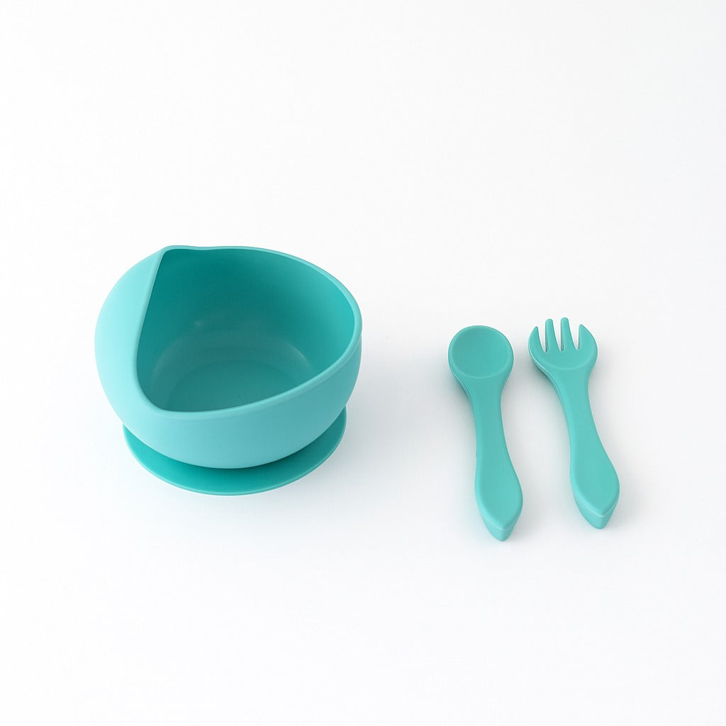 8 pcs Silicone Feeding Sets- Aqua Mist Round