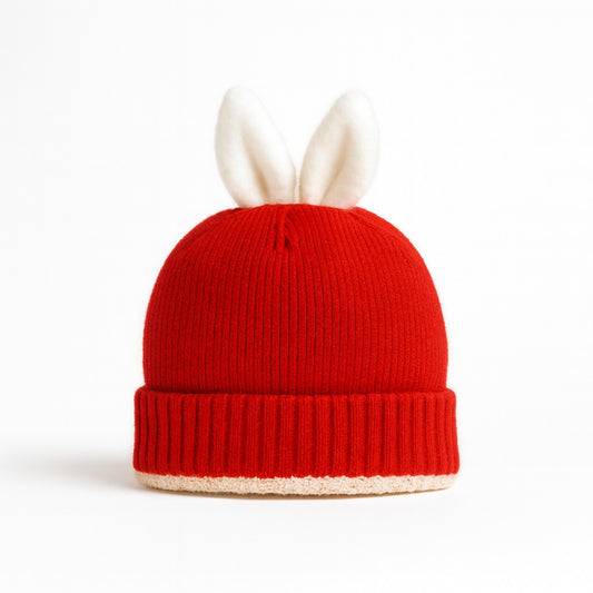 Woolen Bunny Beanie - Cranberry Hop