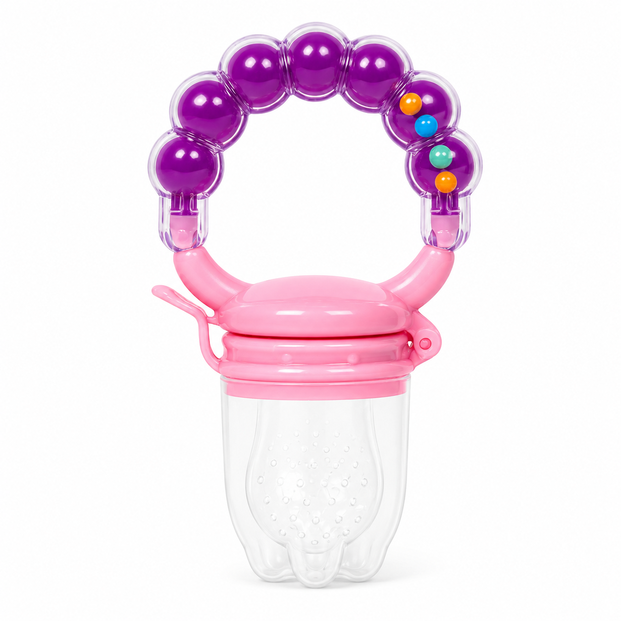 Silicone Fruit Nibbler - Pink Bubble Handle