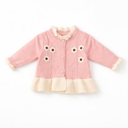 Knitted Sweater with Button - Blush Garden
