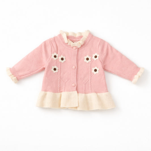 Knitted Sweater with Button - Blush Garden