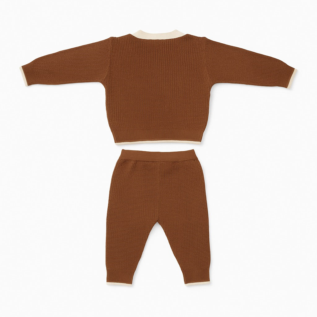 Knitted Sweater Pant Co-ord Set with Tie - Teddy Toast