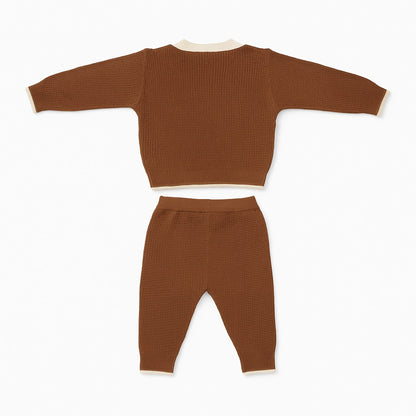 Knitted Sweater Pant Co-ord Set with Tie - Teddy Toast
