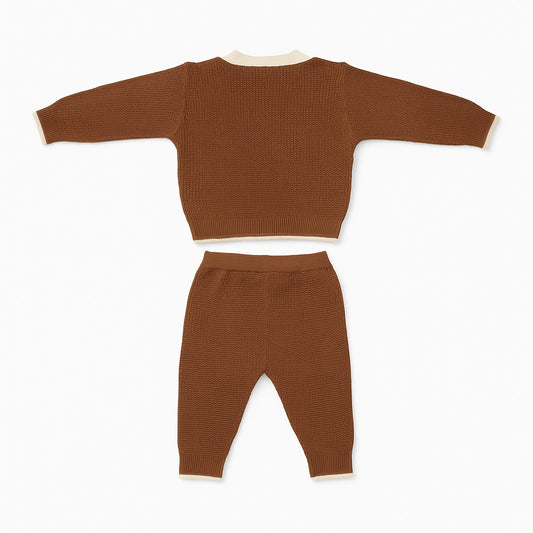 Knitted Sweater Pant Co-ord Set with Tie - Teddy Toast