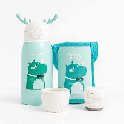 Stainless Steel Insulated Hot & Cold Sipper With Protective Cover 500ml - Aqua Hippo