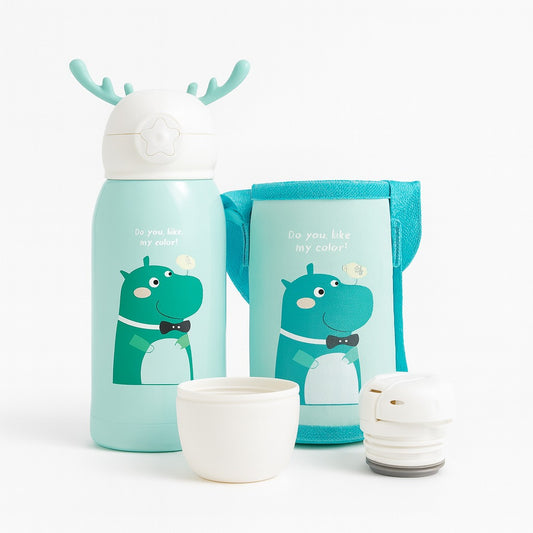 Stainless Steel Insulated Hot & Cold Sipper With Protective Cover 500ml - Aqua Hippo