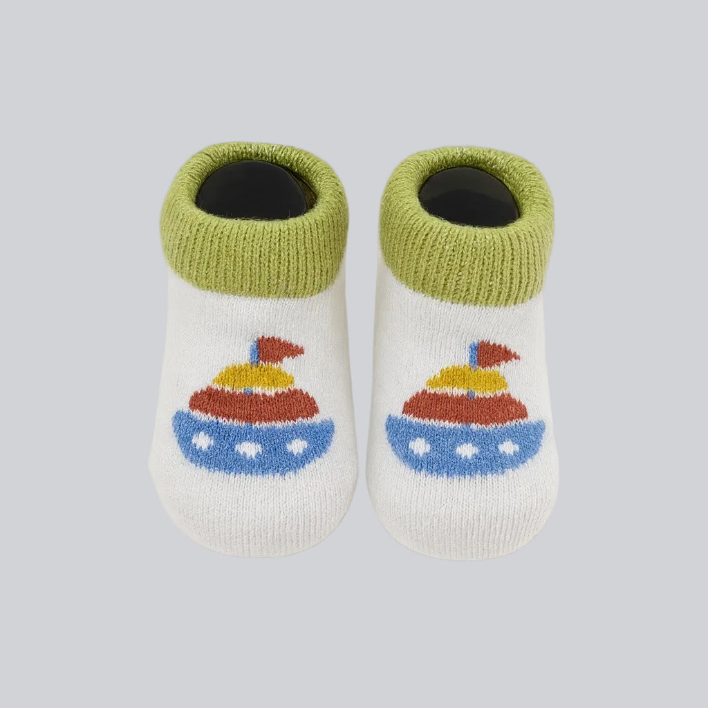 Woolen Anti-Skid Booties  - Pack of 3 Mix Print