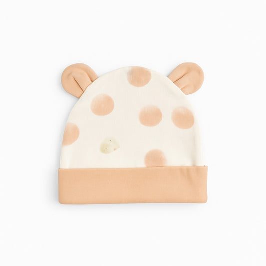 Beanie With Teddy Ears - Peachy Puff