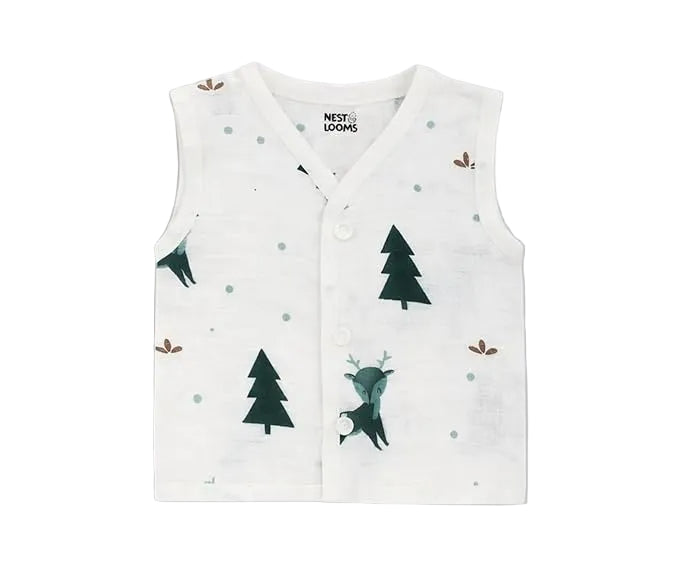 Sleeveless Jhabla With Button - Christmas Wonderland