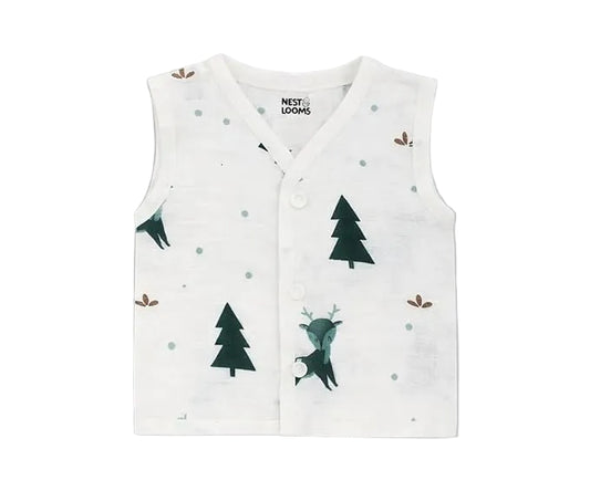 Sleeveless Jhabla With Button - Christmas Wonderland