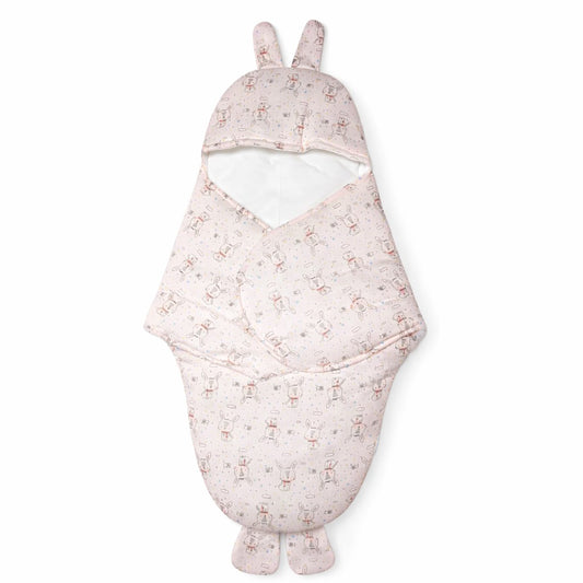 Baby Hooded Wrapper  - Bunny Doodle