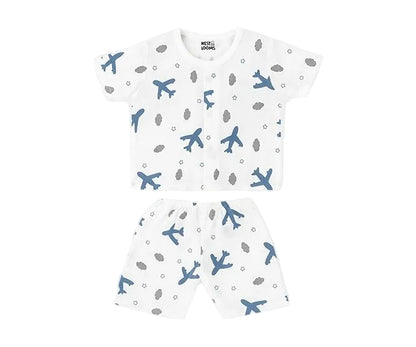 Half Sleeves Jhabla Set - Organic Cotton Muslin -  Aeroplane rides