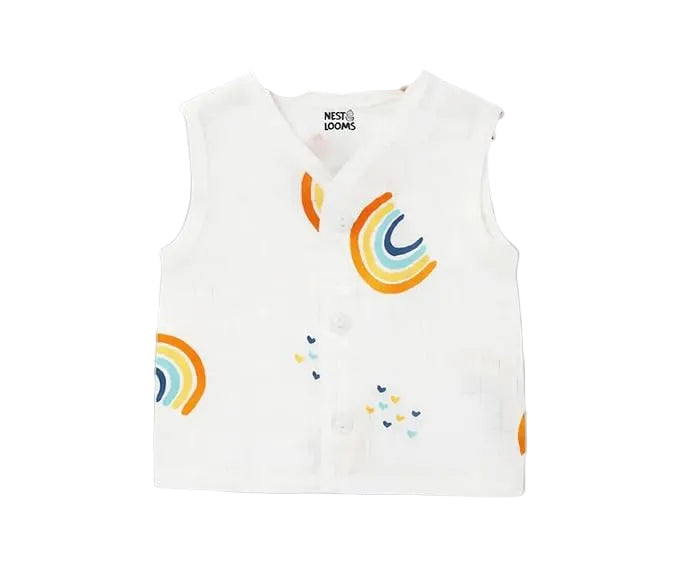 Sleeveless Jhabla With Button - Rainbow Dreams