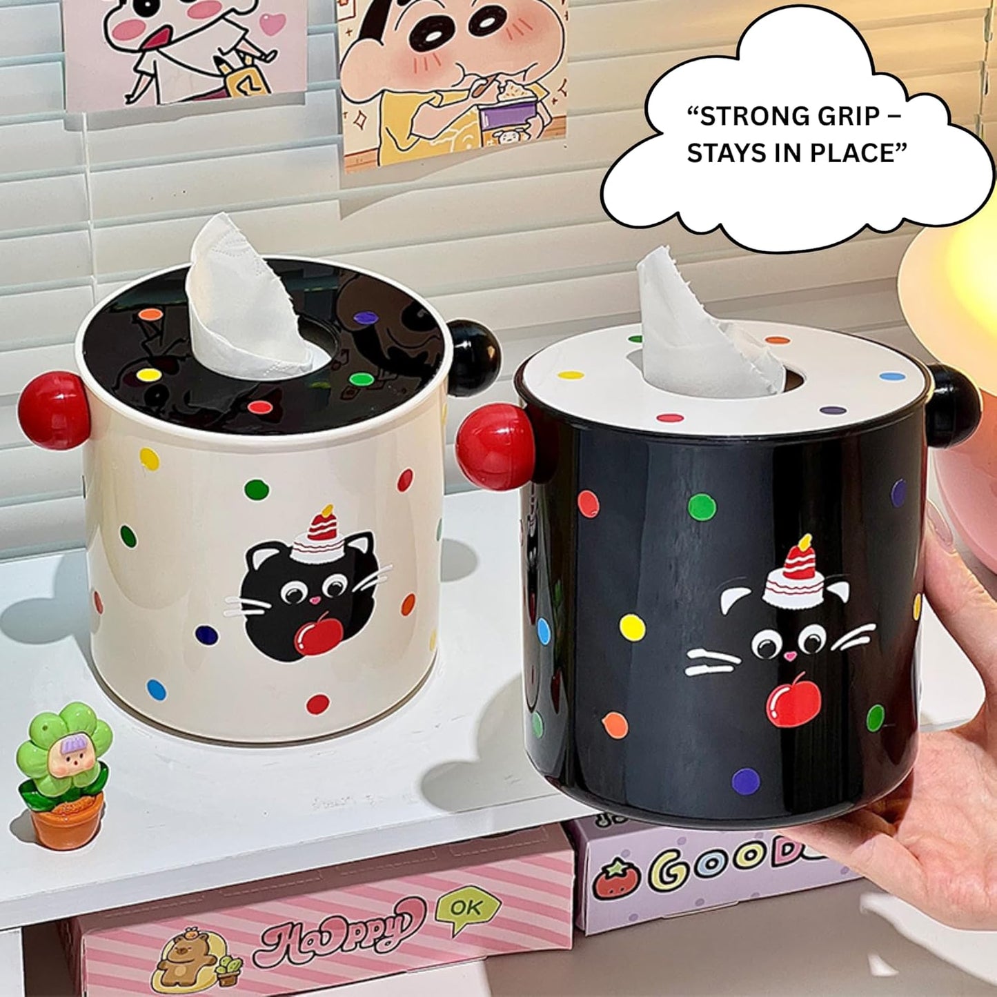 Decorative DIY Baby Wipes & Tissue Storage Box - Polka Kitty White