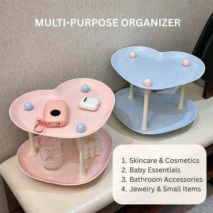 Multi-Purpose Heart-shaped 2 layer Baby Essentials Storage Stand - Aqua Blue