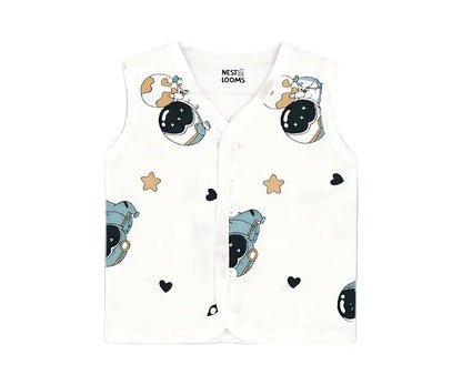 Sleeveless Jhabla With Button - Galaxy Woofs
